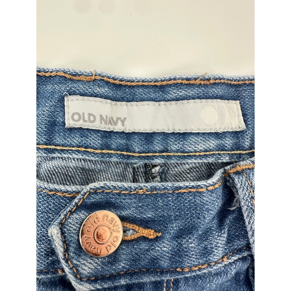 Y2K Old Navy Womens Mid-Rise Denim Shorts Size 12 Blue 100% Cotton Cuffed Hem - Picture 2 of 10
